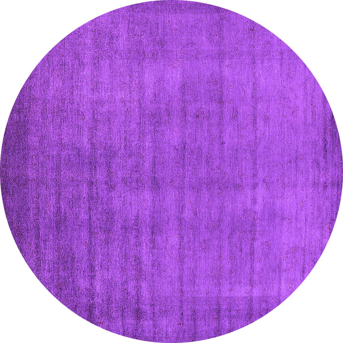 Round Machine Washable Oriental Purple Industrial Area Rugs, wshurb1571pur