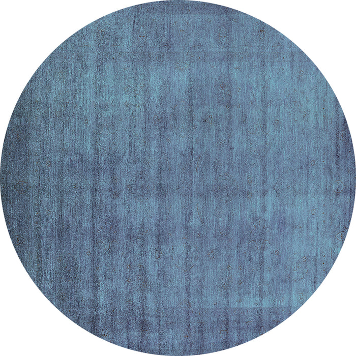 Round Oriental Turquoise Industrial Rug, urb1571turq