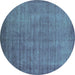 Round Oriental Turquoise Industrial Rug, urb1571turq