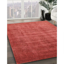 Mid-Century Modern Bright Orange Oriental Rug in Family Room, urb1572