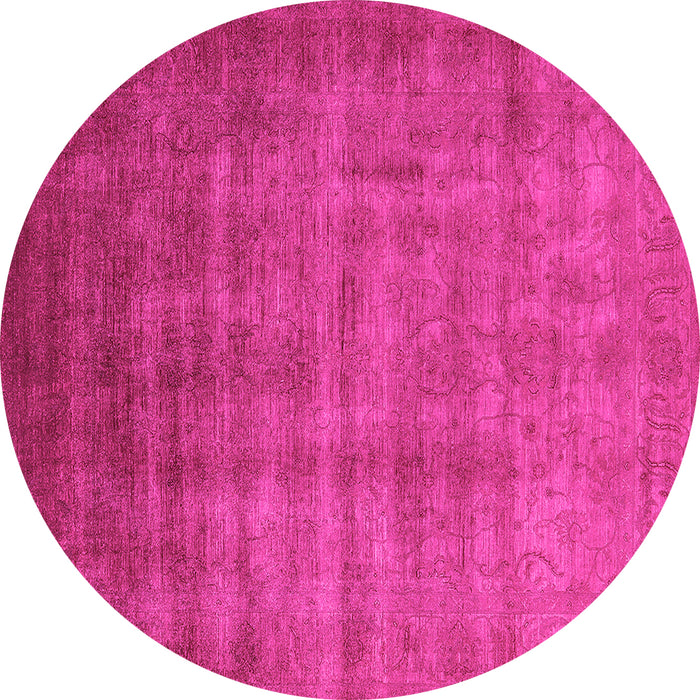 Round Machine Washable Oriental Pink Industrial Rug, wshurb1572pnk