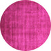 Round Machine Washable Oriental Pink Industrial Rug, wshurb1572pnk