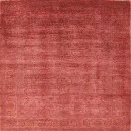 Square Mid-Century Modern Bright Orange Oriental Rug, urb1572