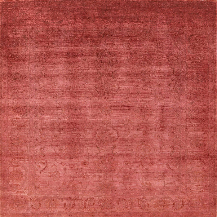 Square Mid-Century Modern Bright Orange Oriental Rug, urb1572