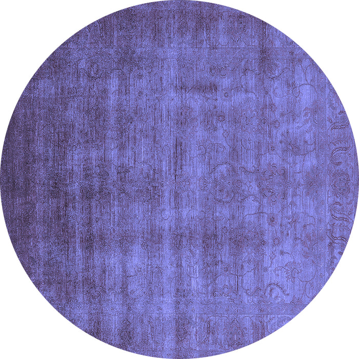 Round Oriental Blue Industrial Rug, urb1572blu