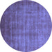 Round Oriental Blue Industrial Rug, urb1572blu