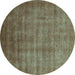 Round Oriental Turquoise Industrial Rug, urb1572turq