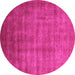 Round Oriental Pink Industrial Rug, urb1572pnk