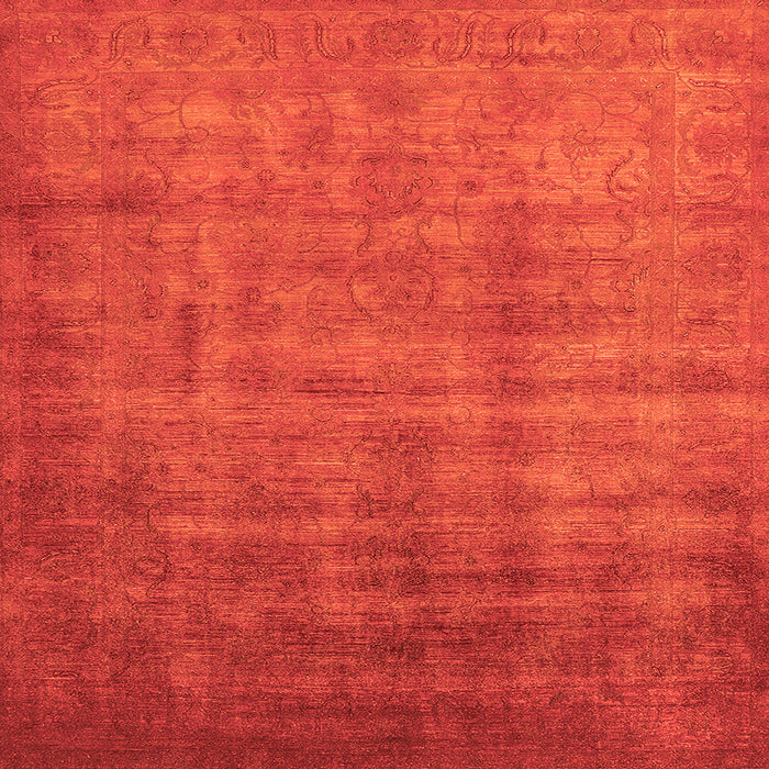 Square Machine Washable Oriental Orange Industrial Area Rugs, wshurb1572org
