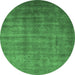 Round Oriental Emerald Green Industrial Rug, urb1572emgrn