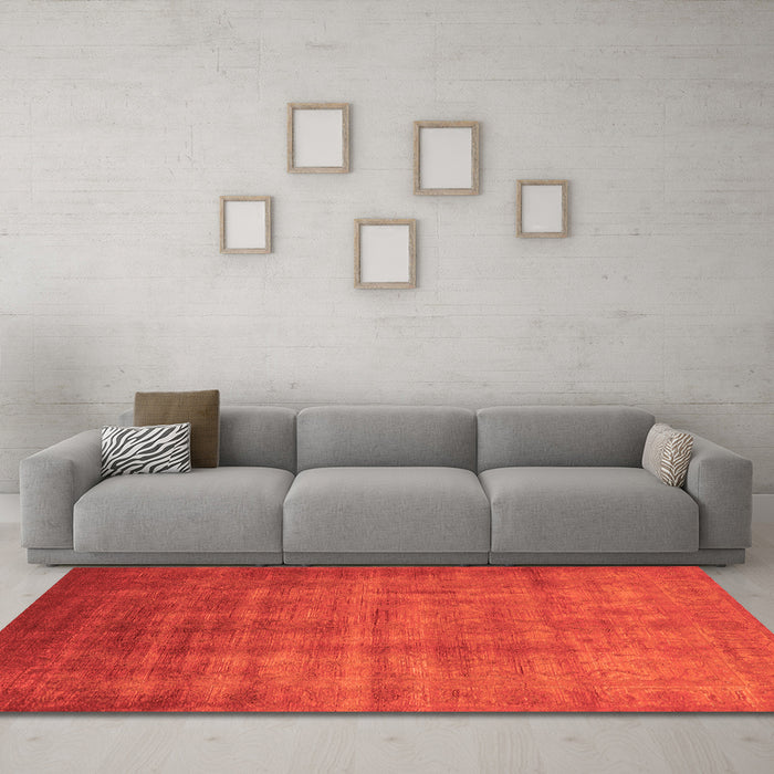 Machine Washable Oriental Orange Industrial Area Rugs in a Living Room, wshurb1572org