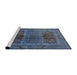 Sideview of Machine Washable Industrial Modern Blue Moss Green Rug, wshurb1573