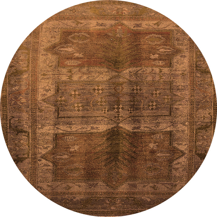 Round Oriental Orange Industrial Rug, urb1573org