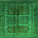 Square Oriental Green Industrial Rug, urb1573grn