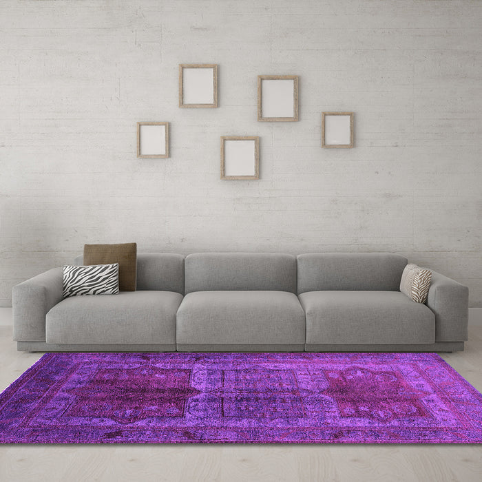 Machine Washable Oriental Pink Industrial Rug in a Living Room, wshurb1573pnk