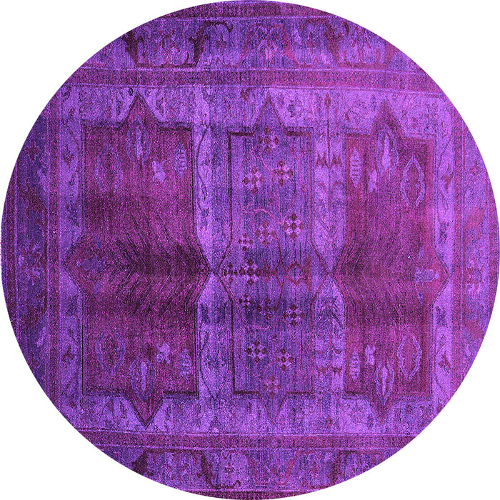 Round Machine Washable Oriental Pink Industrial Rug, wshurb1573pnk