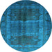 Round Oriental Light Blue Industrial Rug, urb1573lblu