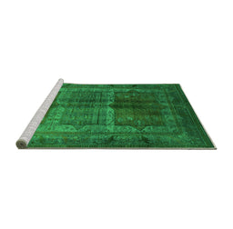Sideview of Machine Washable Oriental Green Industrial Area Rugs, wshurb1573grn