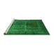 Sideview of Machine Washable Oriental Green Industrial Area Rugs, wshurb1573grn