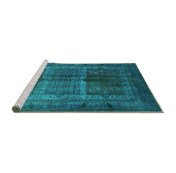 Sideview of Machine Washable Oriental Turquoise Industrial Area Rugs, wshurb1573turq