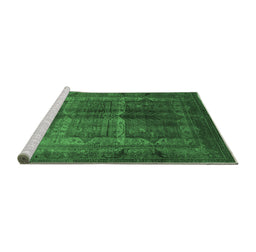 Sideview of Machine Washable Oriental Emerald Green Industrial Area Rugs, wshurb1573emgrn