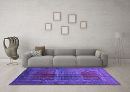 Machine Washable Oriental Purple Industrial Area Rugs in a Living Room, wshurb1573pur