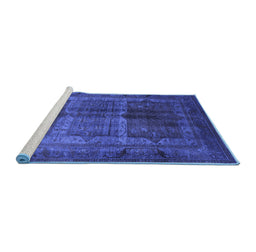 Sideview of Machine Washable Oriental Blue Industrial Rug, wshurb1573blu