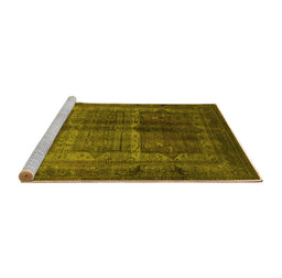 Sideview of Machine Washable Oriental Yellow Industrial Rug, wshurb1573yw