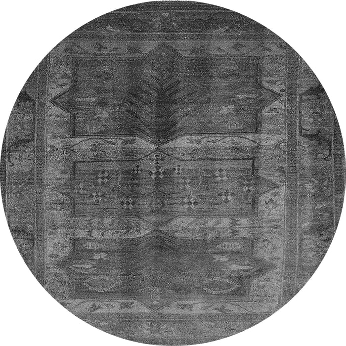 Round Machine Washable Oriental Gray Industrial Rug, wshurb1573gry