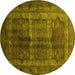 Round Oriental Yellow Industrial Rug, urb1573yw