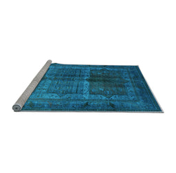 Sideview of Machine Washable Oriental Light Blue Industrial Rug, wshurb1573lblu