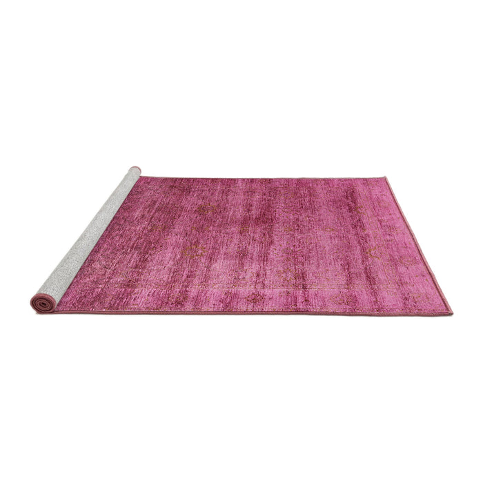 Sideview of Machine Washable Industrial Modern Neon Hot Pink Rug, wshurb1574