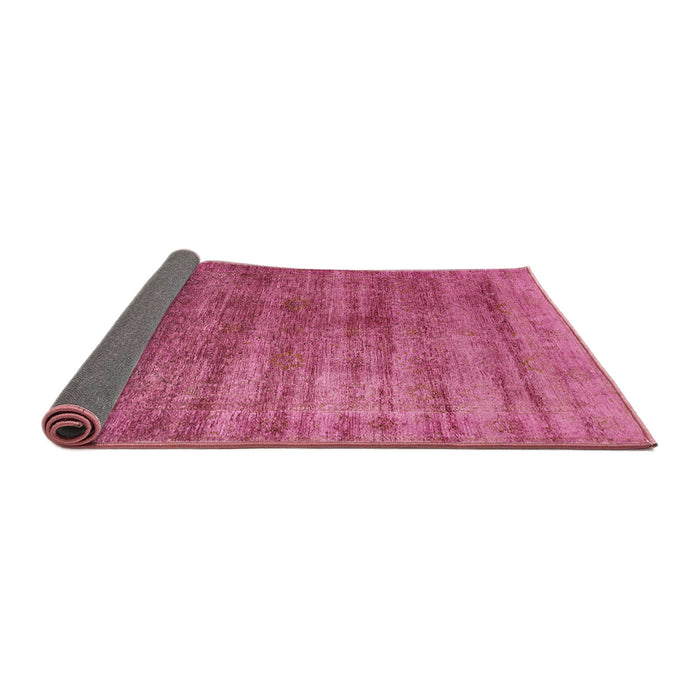 Sideview of Mid-Century Modern Neon Hot Pink Oriental Rug, urb1574