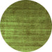 Round Oriental Green Industrial Rug, urb1574grn