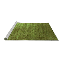 Sideview of Machine Washable Oriental Green Industrial Area Rugs, wshurb1574grn