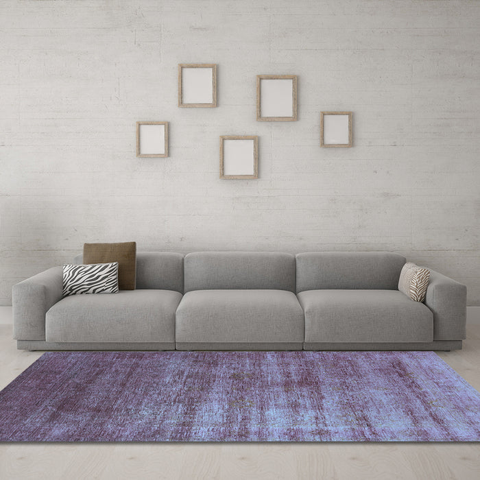 Machine Washable Oriental Light Blue Industrial Rug in a Living Room, wshurb1574lblu
