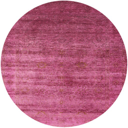 Round Machine Washable Industrial Modern Neon Hot Pink Rug, wshurb1574