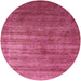 Round Machine Washable Industrial Modern Neon Hot Pink Rug, wshurb1574