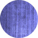 Round Oriental Blue Industrial Rug, urb1574blu