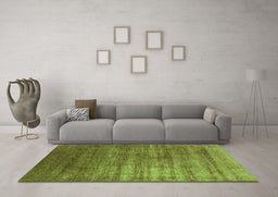 Machine Washable Oriental Green Industrial Area Rugs in a Living Room,, wshurb1574grn