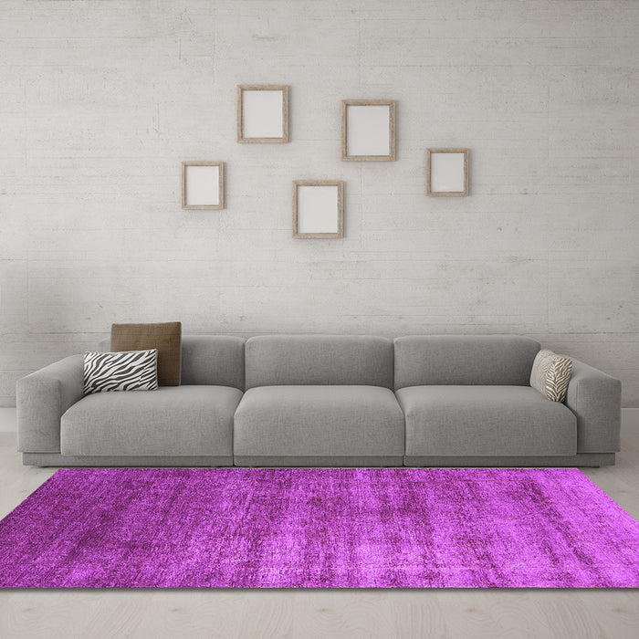 Machine Washable Oriental Purple Industrial Area Rugs in a Living Room, wshurb1574pur