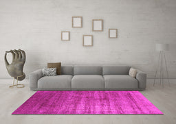 Machine Washable Oriental Pink Industrial Rug in a Living Room, wshurb1574pnk