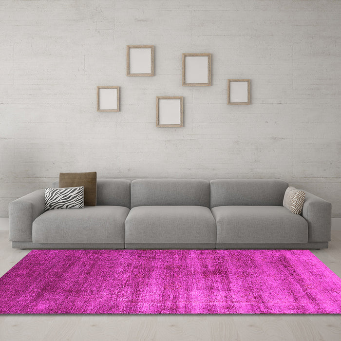 Machine Washable Oriental Pink Industrial Rug in a Living Room, wshurb1574pnk