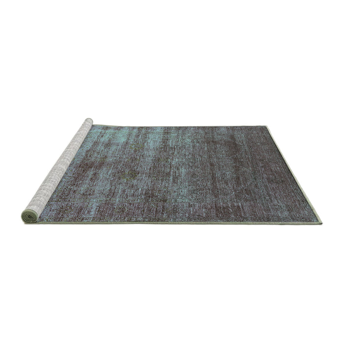 Sideview of Machine Washable Oriental Turquoise Industrial Area Rugs, wshurb1574turq