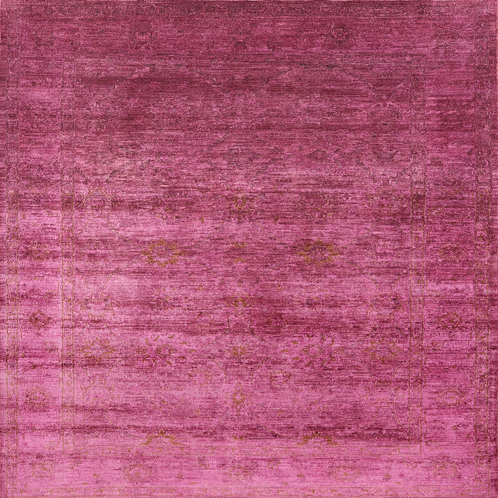 Square Mid-Century Modern Neon Hot Pink Oriental Rug, urb1574