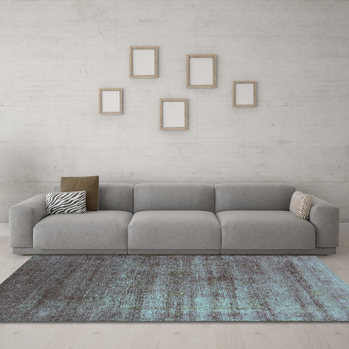 Machine Washable Oriental Turquoise Industrial Area Rugs in a Living Room,, wshurb1574turq