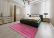 Machine Washable Industrial Modern Neon Hot Pink Rug in a Bedroom, wshurb1574