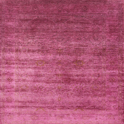 Square Machine Washable Industrial Modern Neon Hot Pink Rug, wshurb1574