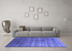 Machine Washable Oriental Blue Industrial Rug in a Living Room, wshurb1574blu