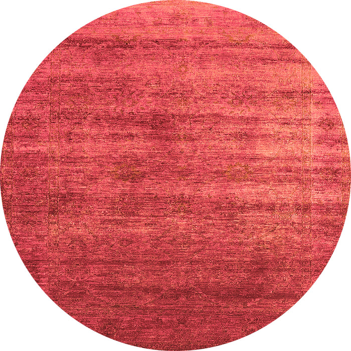 Round Machine Washable Oriental Orange Industrial Area Rugs, wshurb1574org